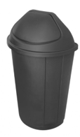 Cesto plástico de media luna color negro de 80 litros para colocación contra pared