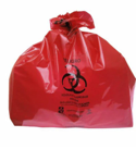 Bolsa roja hospitalaria industrial de (80+30)x122 cm carga 42 kg